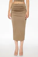 Side Ruched Midi Skirt