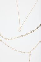 Layered Thin, Paperclip & T-Bar Gem Chain Necklace