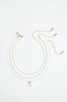 3-Pack Pearl & Bow Necklaces