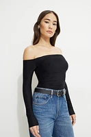 Ruched Off Shoulder Jersey Bodysuit