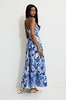 Robe tube maxi surpiquée en popeline