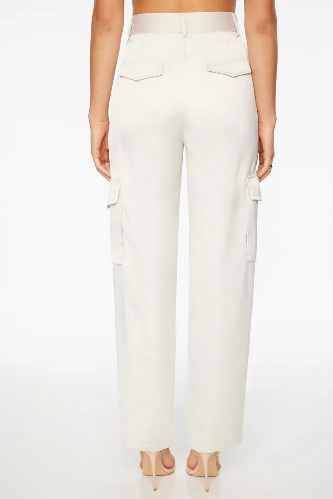 Izabel Satin Straight Leg Cargo Pants