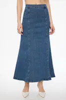 A-Line Denim Maxi Skirt