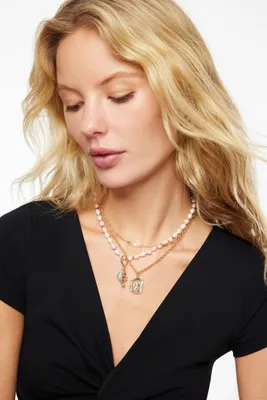 Layered Pearl & Gem Necklace