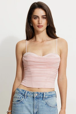 Draped Mesh Corset Top