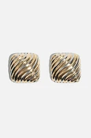 2-Tone Square Button Earrings