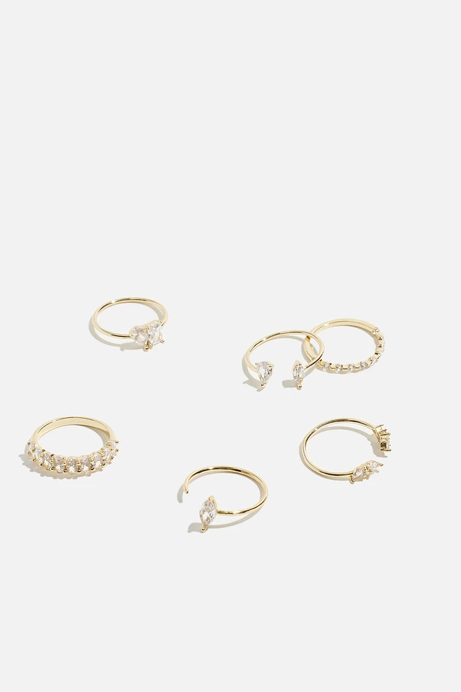 6-Pack Delicate Gem Rings