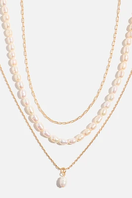 3-Pack Pearl & Chain Necklaces