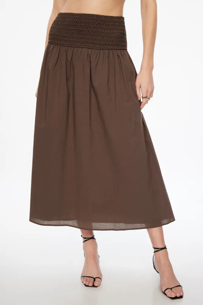 Drop Waist Smocked Maxi Skirt