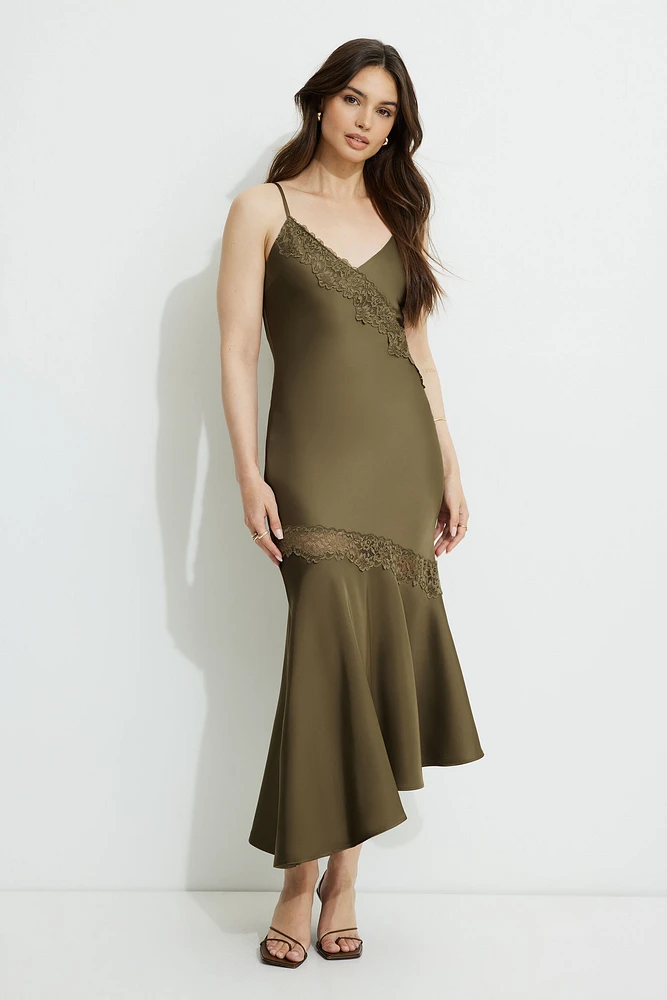 Asymmetric Maxi Slip Dress