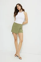 Asymmetric Skort With Mini Belt