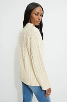 Cable Knit Mock Neck Sweater