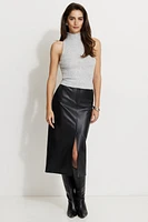 Danbi Faux Leather Midi Skirt