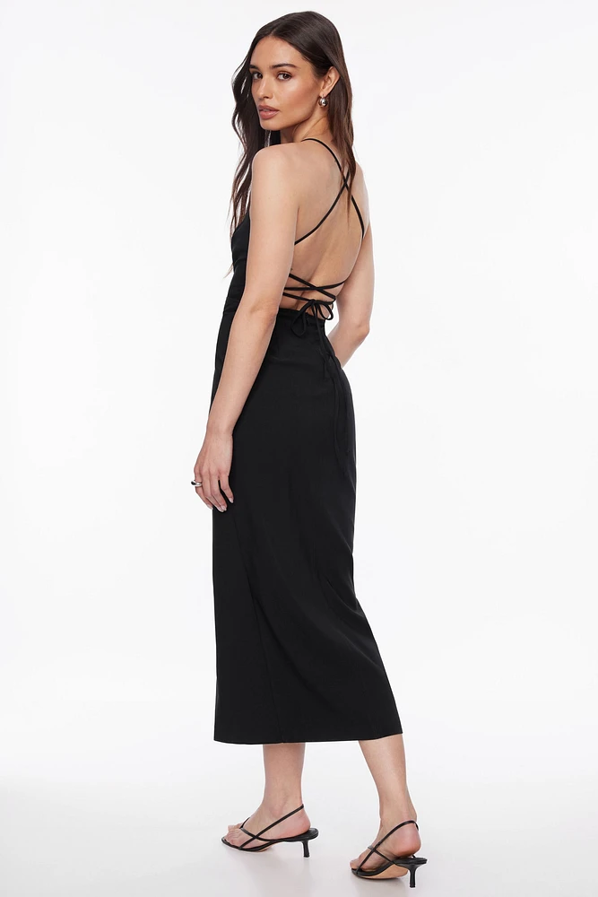 Lace Up Open Back Maxi Dress