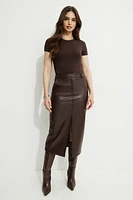 Danbi Faux Leather Midi Skirt