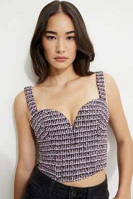 Bustier à col en cœur tweed