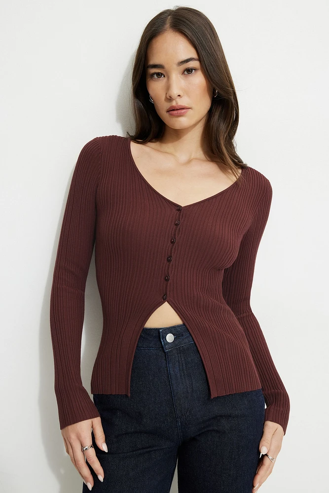 Ribbed Flyaway Cardigan