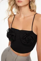 Ruched Crop Top With Rosette