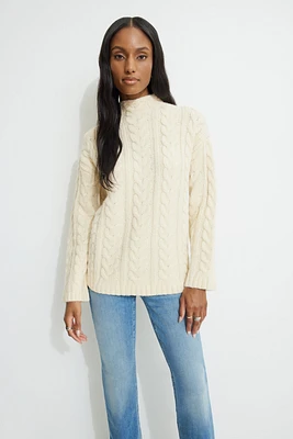 Cable Knit Mock Neck Sweater