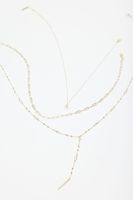 Layered Thin, Paperclip & T-Bar Gem Chain Necklace
