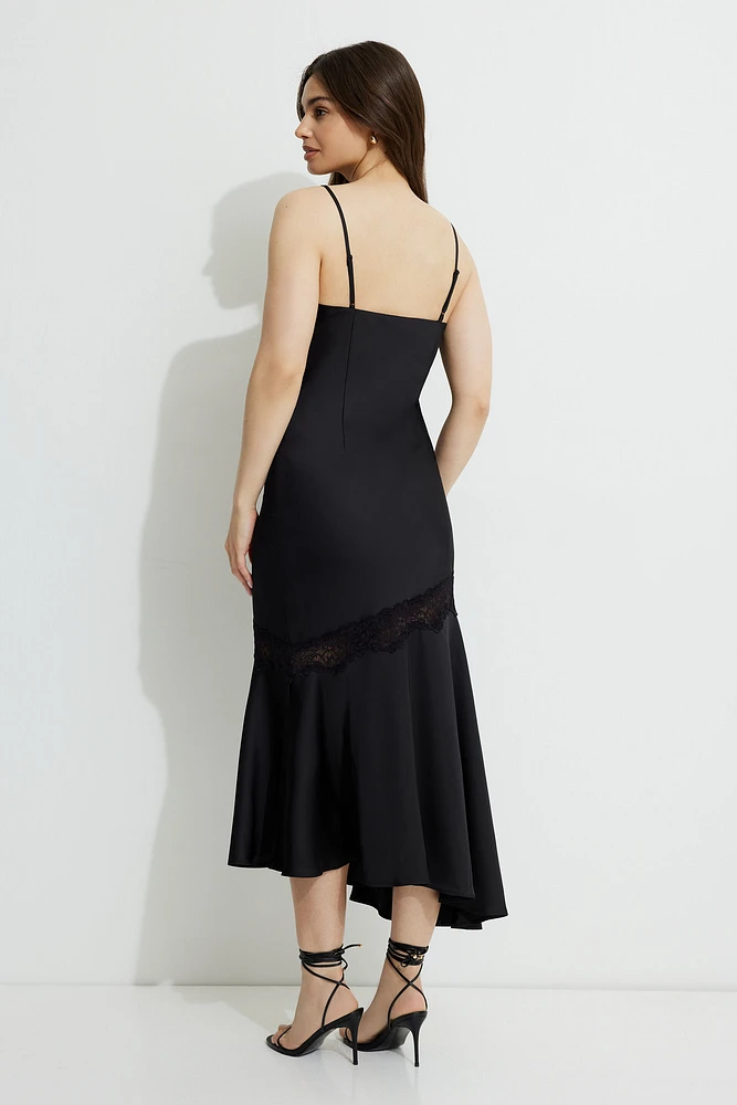 Asymmetric Maxi Slip Dress