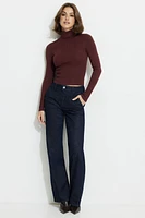 Button Cuff Turtleneck Sweater