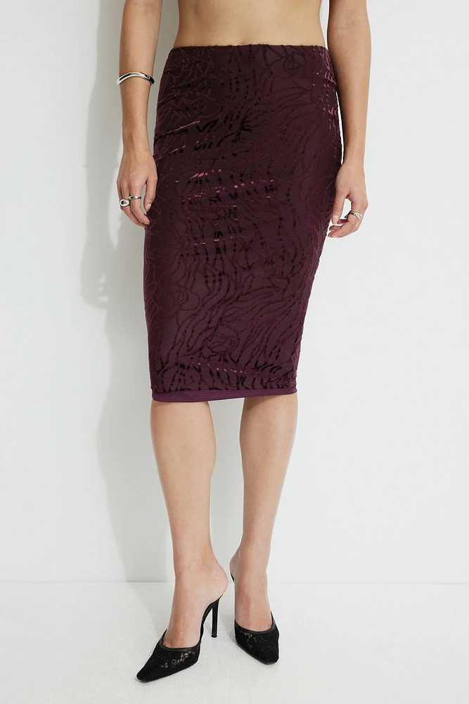 Alana Burnout Midi Skirt