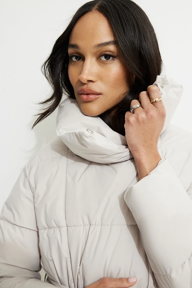 Belted Maxi Puffer Coat