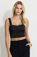 Pleated Satin Tank Top