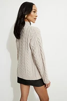 Cable Knit Mock Neck Sweater