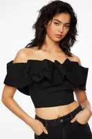 Ruffle Off Shoulder Crop Top