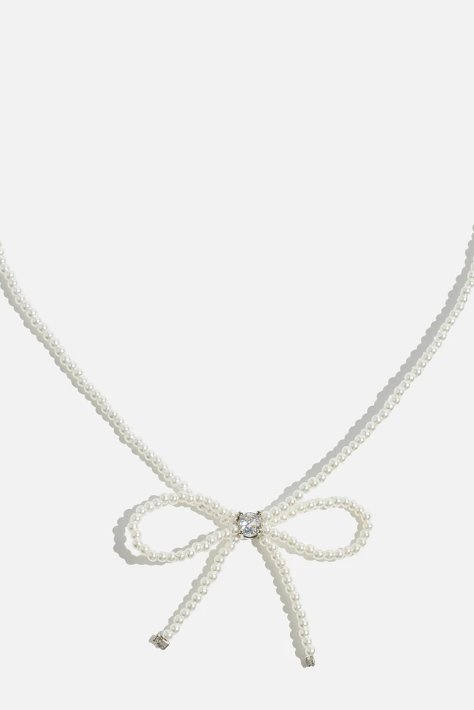 Bow Pearl Bead Necklace