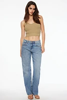 Linen Crop Knit Tank Top