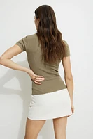 Ribbed V Neck T Shirt
