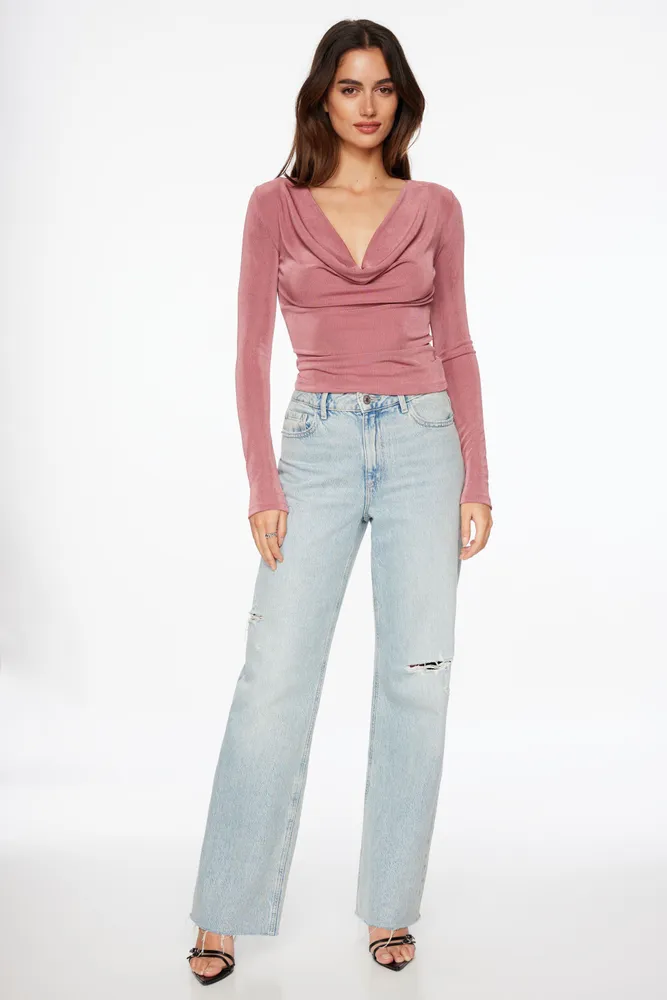 Slinky Long Sleeve Cowl Neck Top