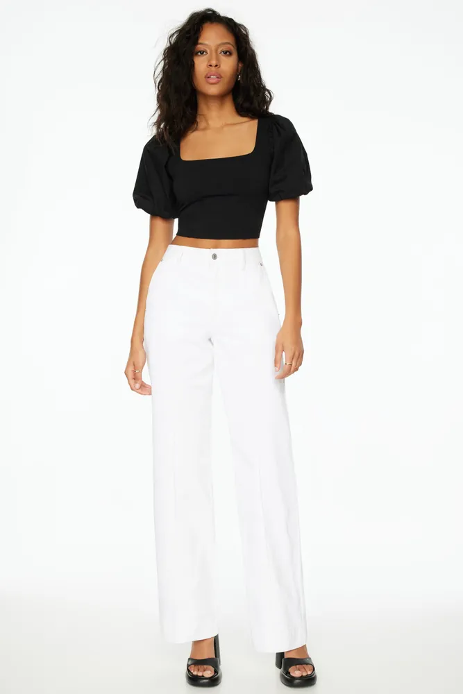 Poplin Sleeve Square Neck Top