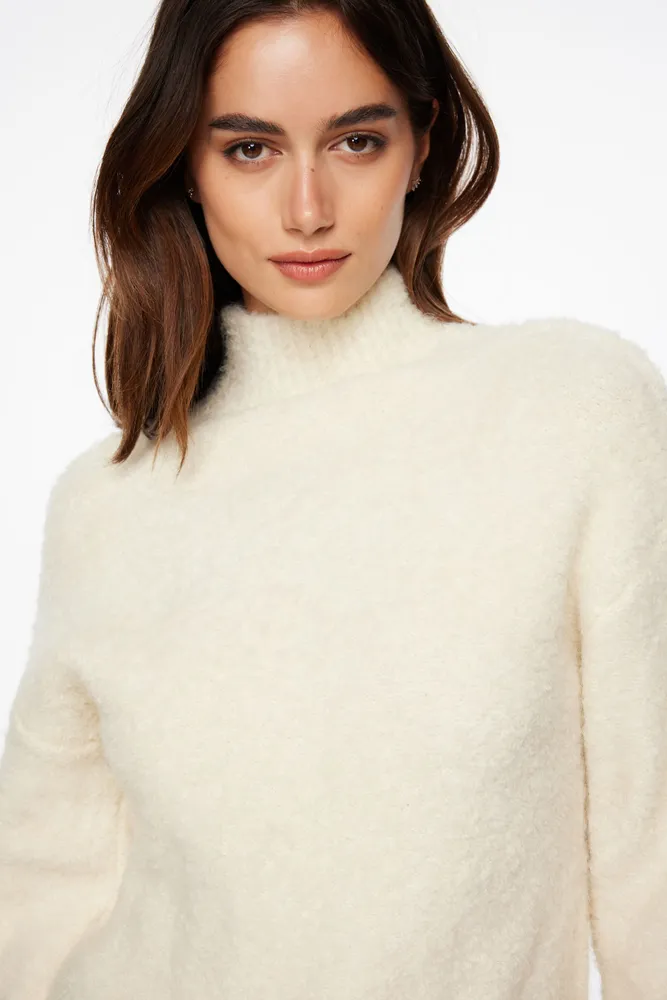 Boucle Mock Neck Sweater