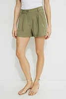 Pleated Twill Shorts
