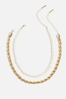 2-Pack Twist Rope & Pearl Necklaces