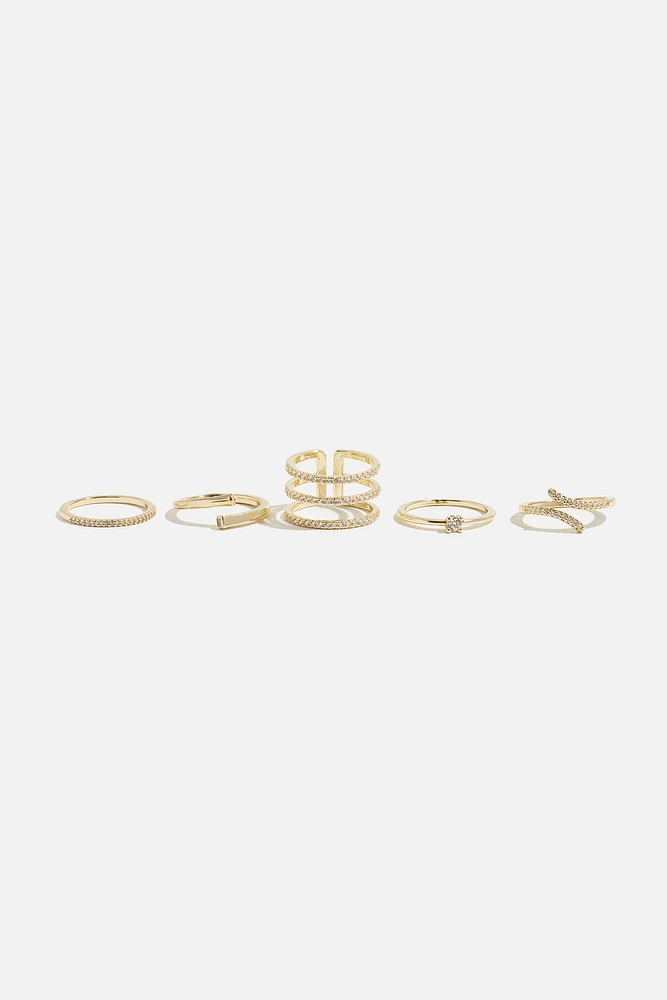 5-Pack Linear Pavé Rings