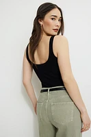 Ribbed Scoop Neck Bodysuit