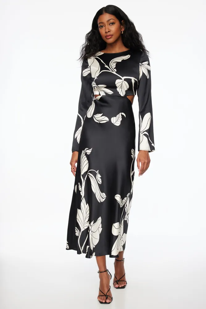 Cutout Slip Satin Maxi Dress