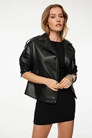 Blouson de moto volumineux en faux cuir