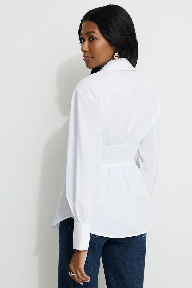 Cinched Waist Poplin Shirt