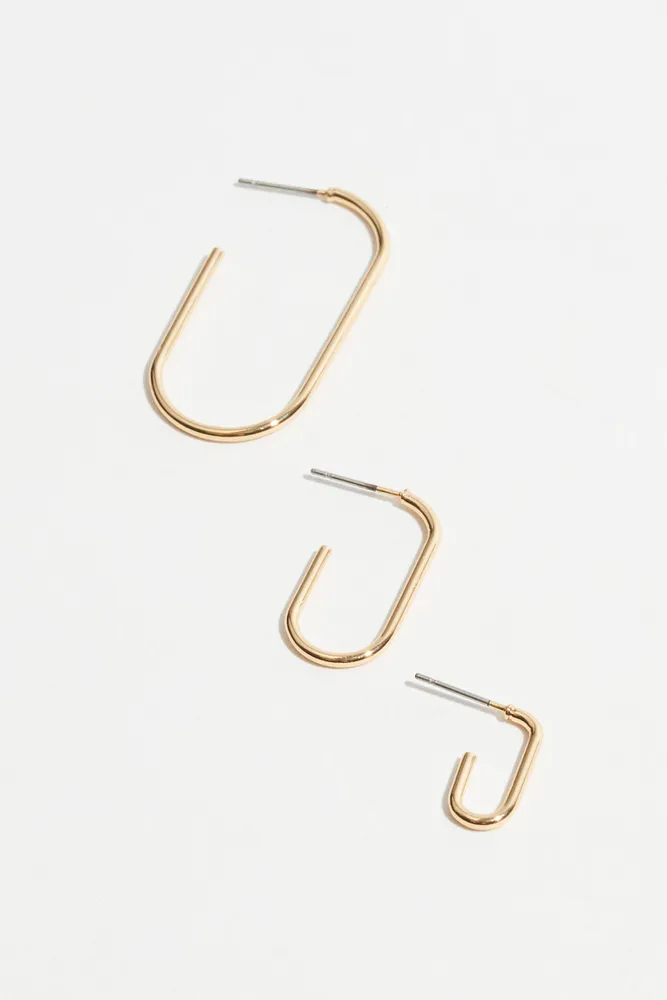 3-Pack Gradient Square Hoop Earrings