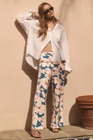 Thin Waistband Wide Leg Pants