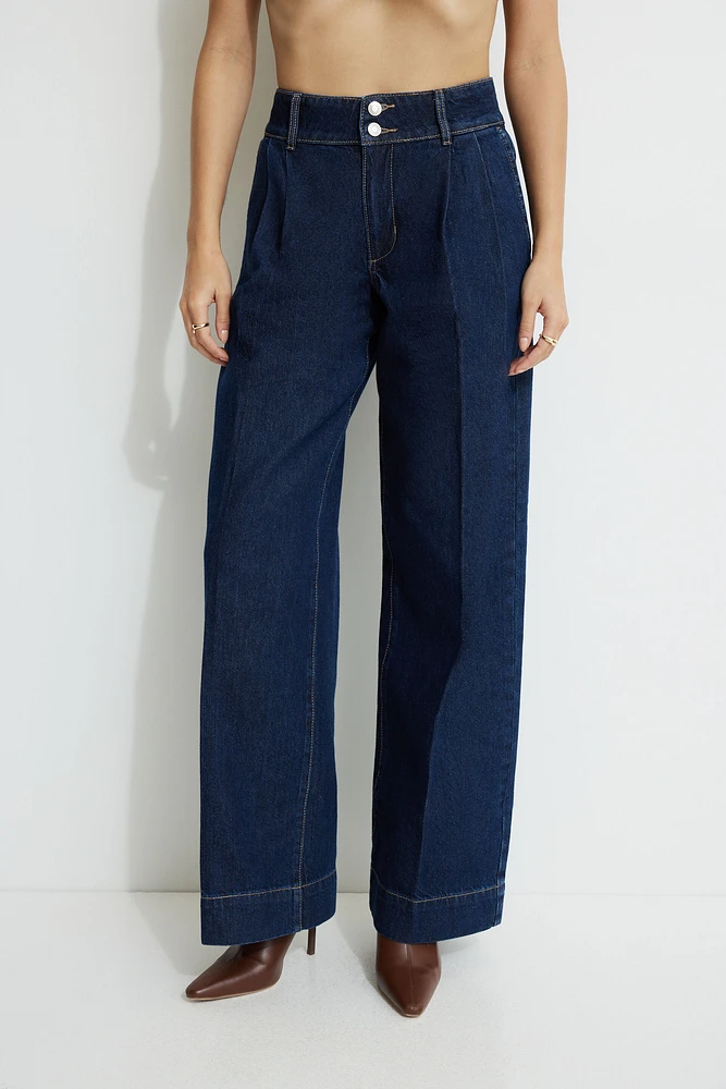 Heidi Pleated Wide Leg Jeans