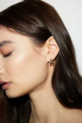 Gem & Smooth Double Hoop Earrings