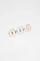 3-Pack Gem & Plain Hoop Earrings