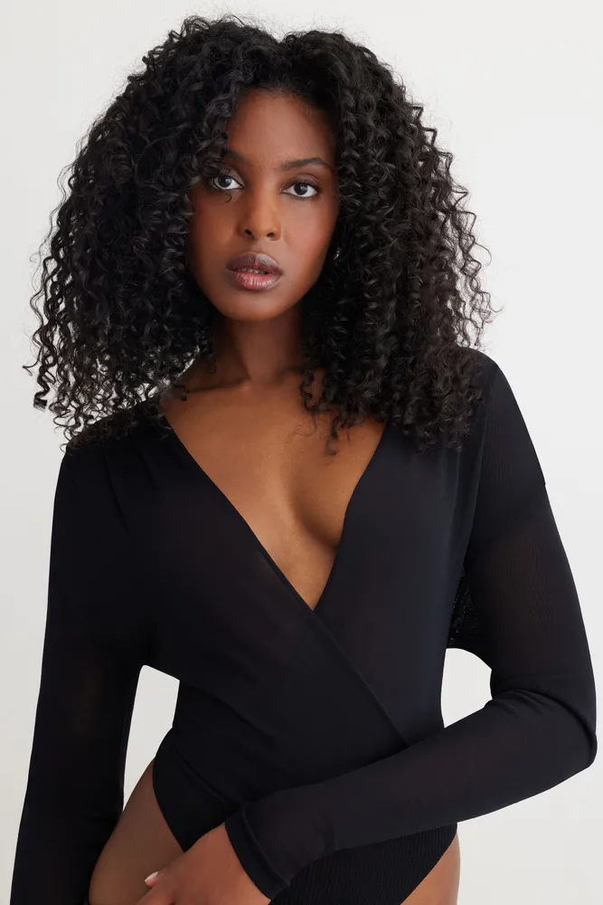 Deep V-Neck Wrap Bodysuit